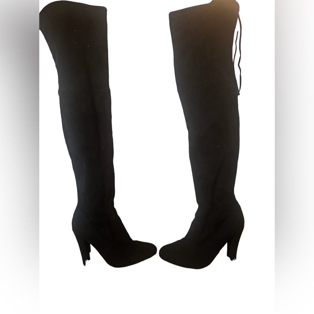 Over the knee black suede boot